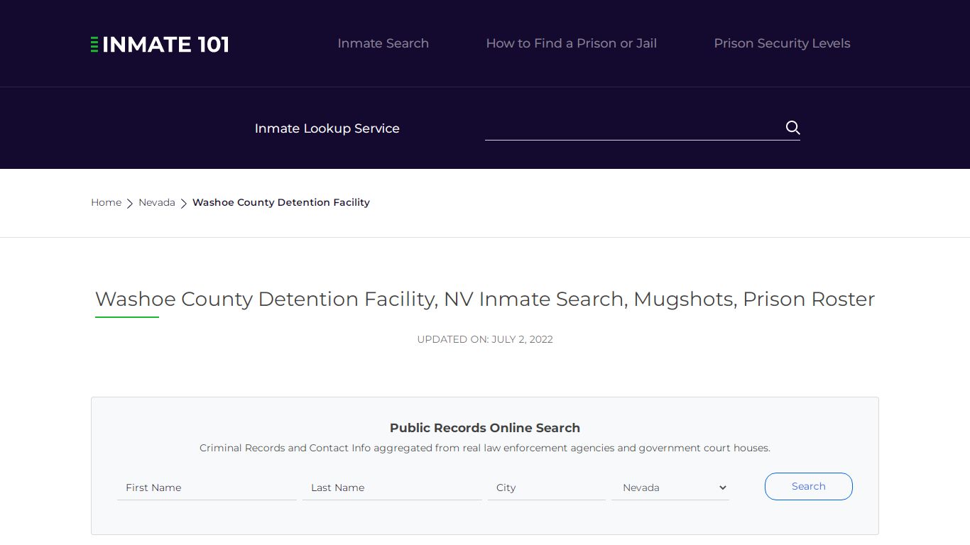 Washoe County Detention Facility, NV Inmate Search ...